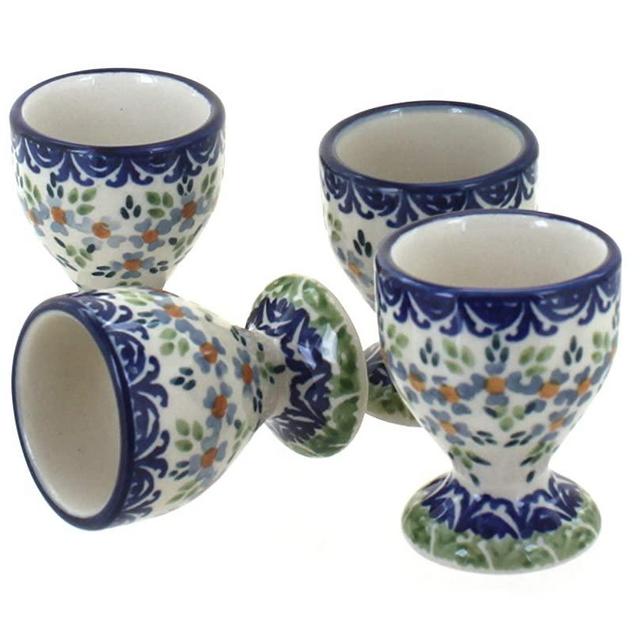 Blue Rose Polish Pottery Summer Vine Egg Cup Set