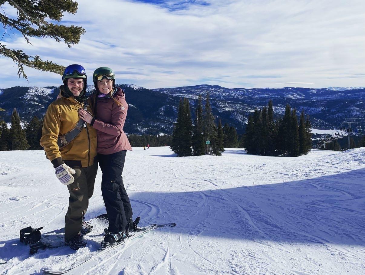 Celebrating our engagement on the slopes!!