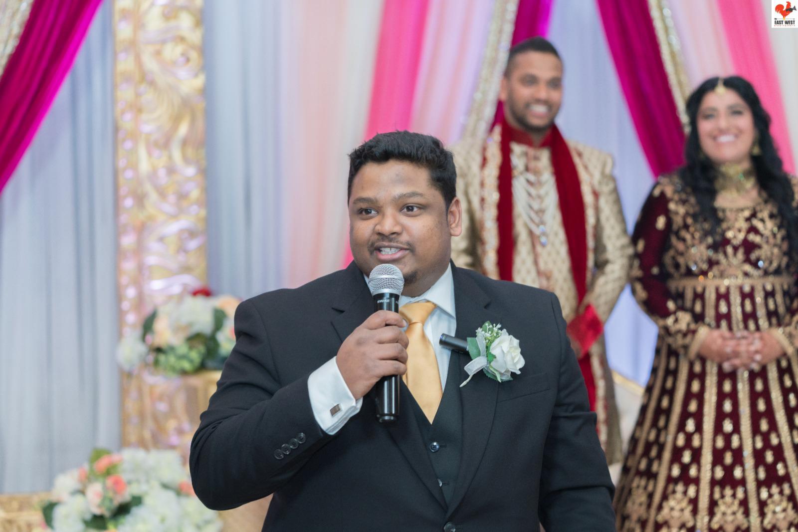 Vishnu Varhdan giving the Best Man speech