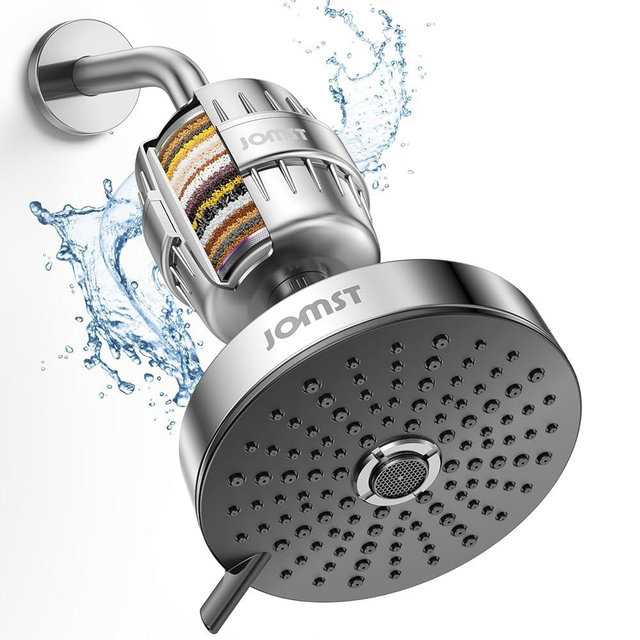 Shower Head ＆ Filter COMBO ! Anti - Chlorine Specialty - 3 Gears' Boosting Pressure with 25 Stage Filtration - Removes 99.945% Chlorine & Heavy Metals for Healthier Skin/Hair - Chrome Shower Head