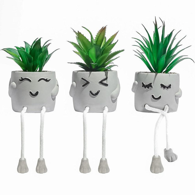 OLEEK small fake plants office decor - fake succulents plants artificial for desk decor - fake plant office decorations for work - office decor for women - office plants cubicle accessories room decor