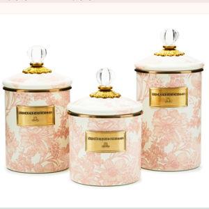 Rosy English Garden Enamel Canisters