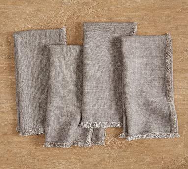 Frayed Oversized Linen Napkins, Set of 4 - Flax