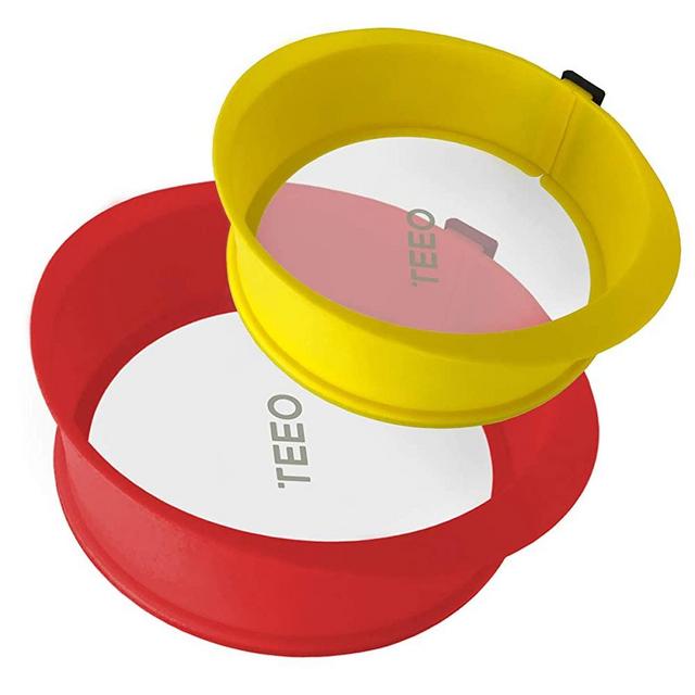 [2-PACK] Silicone Springform Non-Stick Baking Pan, Removable Ring & Tempered Glass Bottom, Leak-Proof, 100% Food Grade, BPA-Free, Non-Toxic Cheesecake Bakeware/Round Cake Pie Pan-7" Yellow & 9" Red