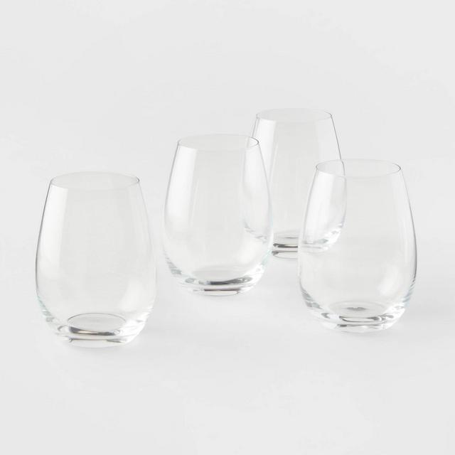 15oz 4pk Crystal Stemless Chardonnay Wine Glasses - Threshold™