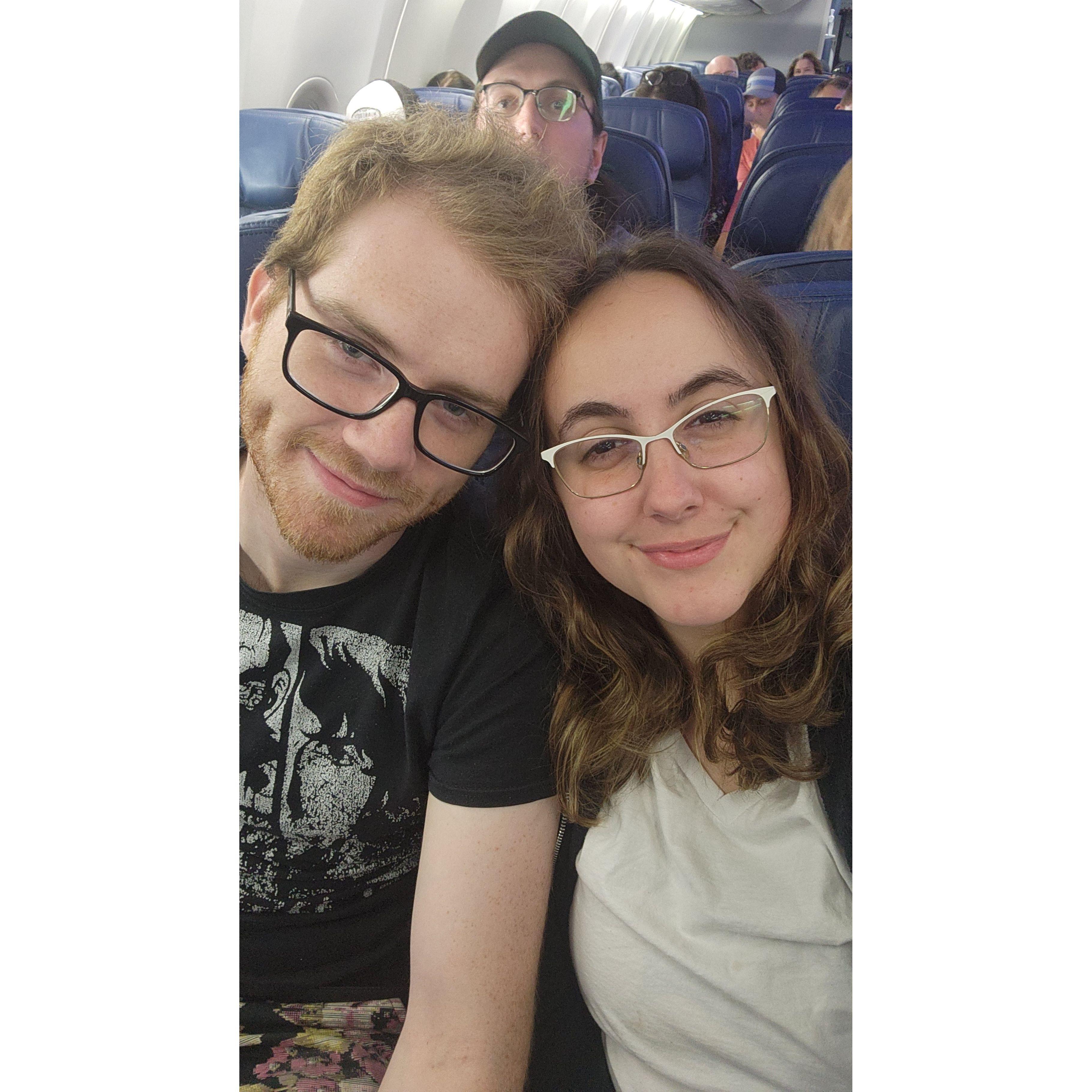 Although the soon-to-be Elmores have taken many roadtrips together, they hadn't flown together until 2024, when they went to North Dakota to visit friends.