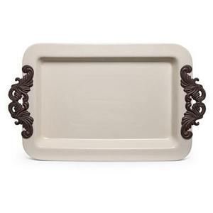GG COLLECTION Provencial Large Cream Tray With Metal Handles