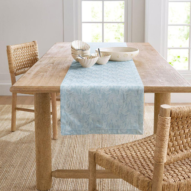 Ocean Waves Table Runner , 18x108" - Blue Multi