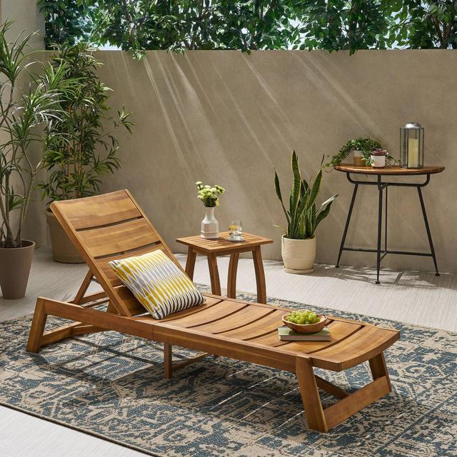 Mahalo 2pc Acacia Wood Chaise Lounge Set Teak - Christopher Knight Home