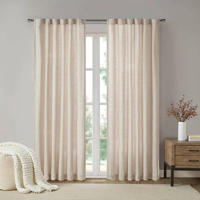 95"x50" Bayer Faux Linen Panel with Fleece Lining Natural