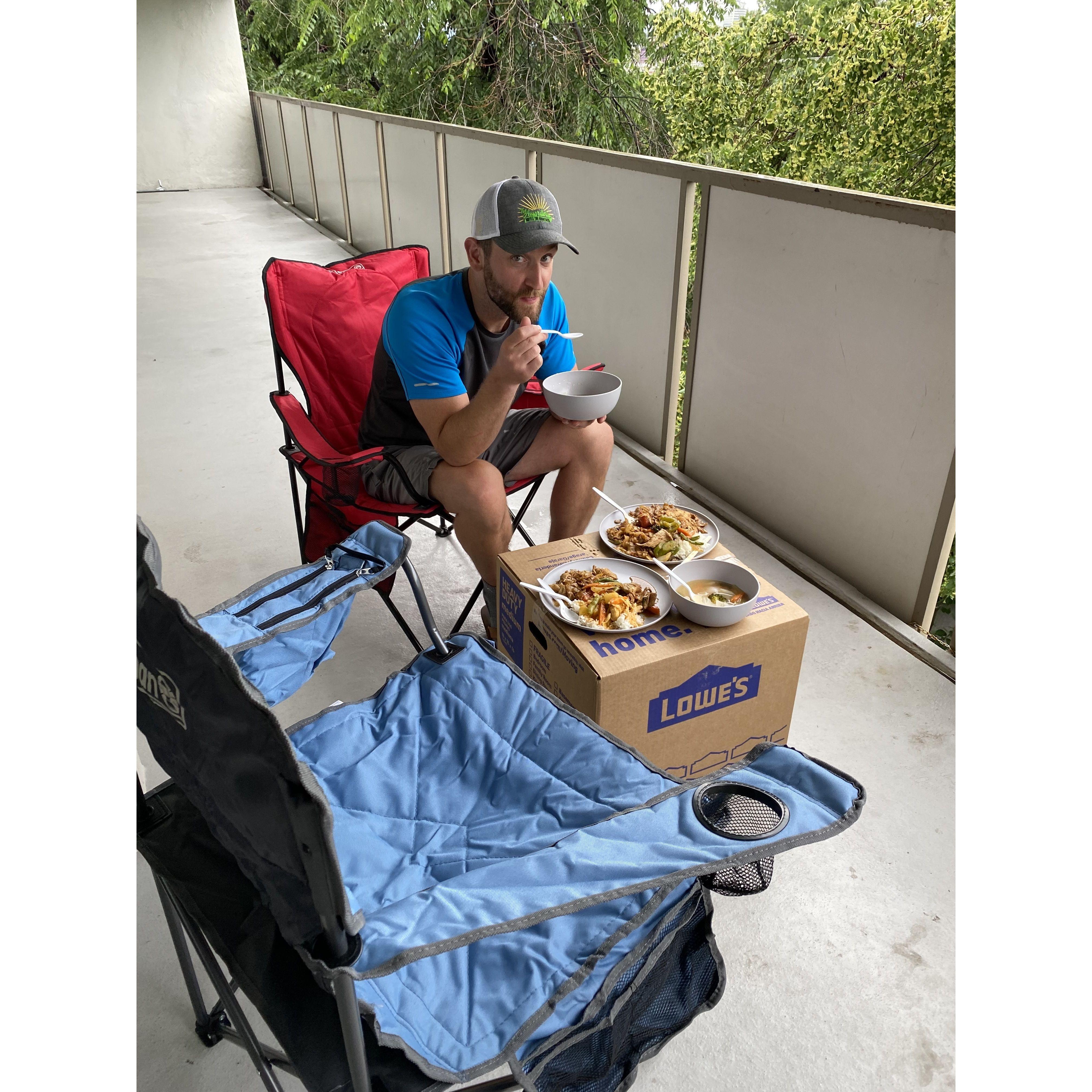 Our first meal in our purchased condo! 