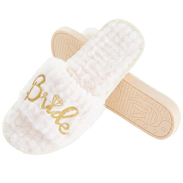 Bride Slippers,Bride Slippers for Wedding Day, Bride Flip Flops,White Slippers for Bride, Future Mrs Gifts Bride To Be Gifts Bridal Party Gifts Bridal Shower Gift