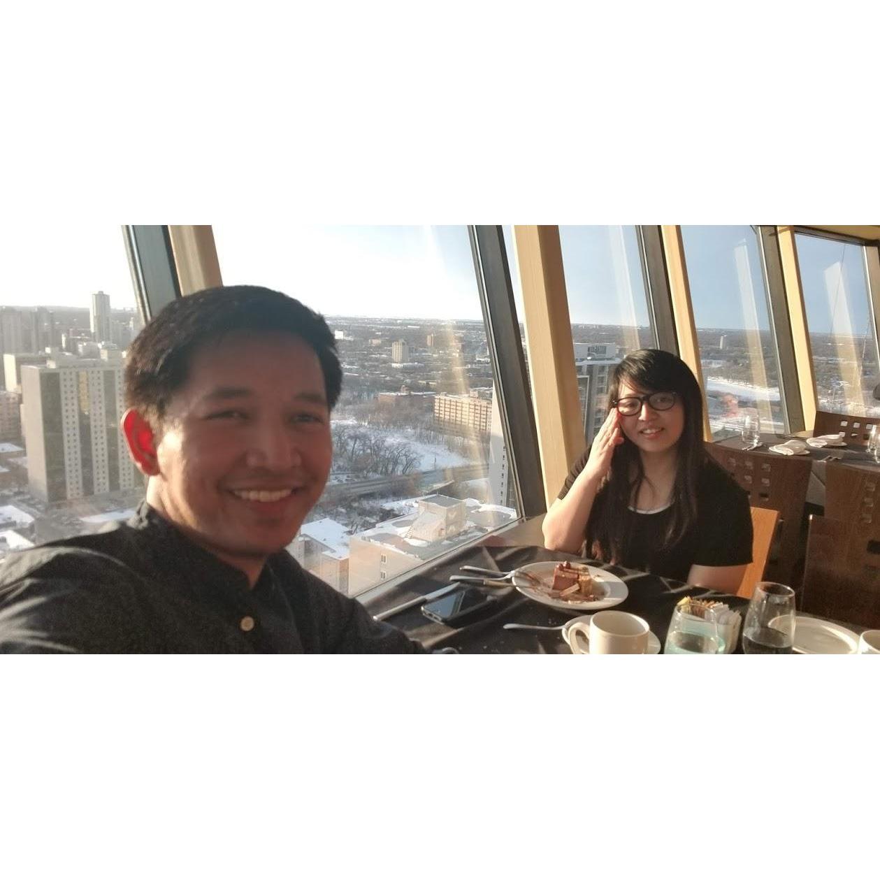 This is when Arvin proposed to Martha on her birthday at the Prairie revolving restaurant.