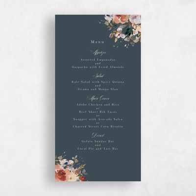 Teal, Blue Wedding Menu - Fenella