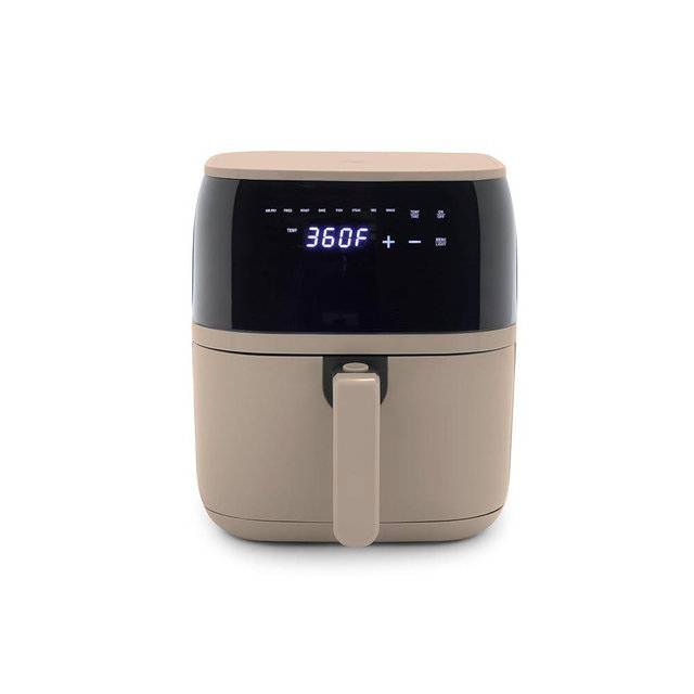 GreenLife 5.3 QT 8-in-1 Compact Digital Air Fryer, PFAS-Free Ceramic Nonstick Drawer, Easy View Window, Digital Display, Auto Shut-Off Timer, Dishwasher Safe Parts, Roast, Bake, Wings, Taupe