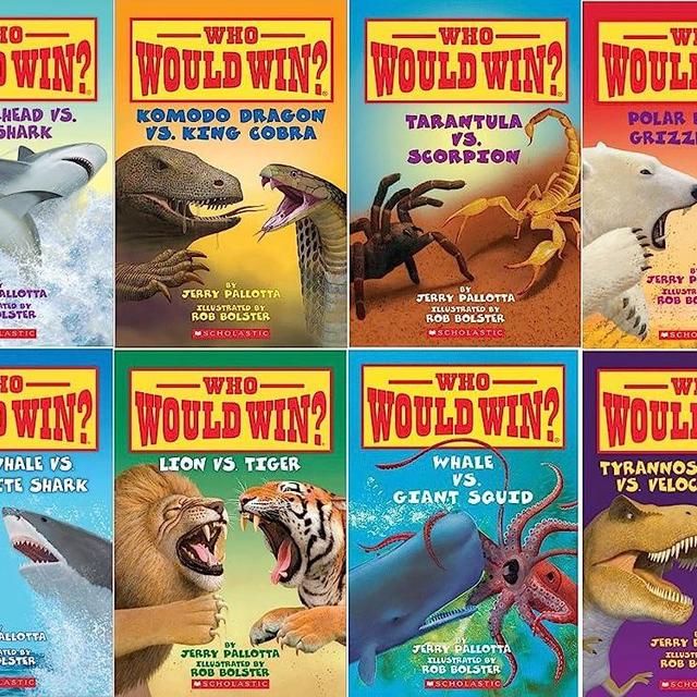 Who Would Win? Series Collection of 8 Books By Jerry Pallotta and Rob Bolster (Includes: Whale Vs. Giant Squid; Tarantula Vs Scorpion; Tyrannosaurus Rex Vs Velociraptor; Komodo Dragon Vs. King Cobra; Lion Vs Tiger;Killer Whale Vs Great White Shark; Hammerhead Vs Bull Shark; Polar Bear Vs Grizzly Bear;)