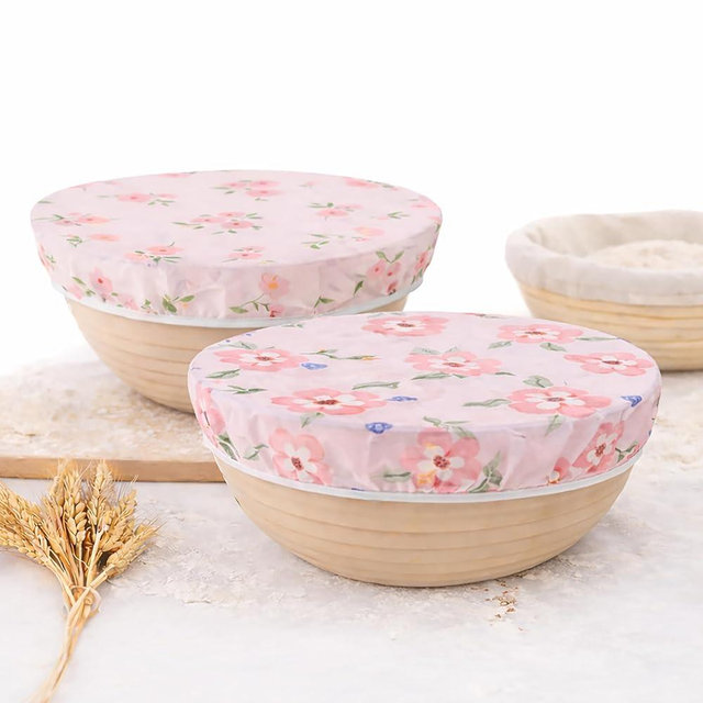 Sourdough Bowl Cover 12 Inch, Beeswax Bowl Covers for Bread Proofing, Reusable Cotton Food Covers for Mixing Bowls, Stretch Fit Covers for Dough Proofing, Kitchen Storage, 2 Pack