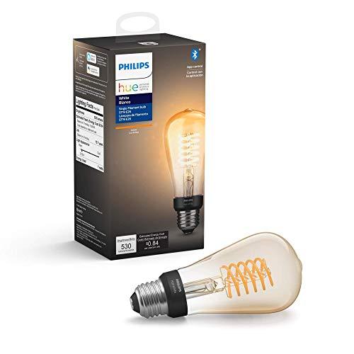 Philips Hue White Filament ST19 LED smart vintage bulb, Bluetooth & Hub compatible (Hue Hub Optional), voice activated with Alexa