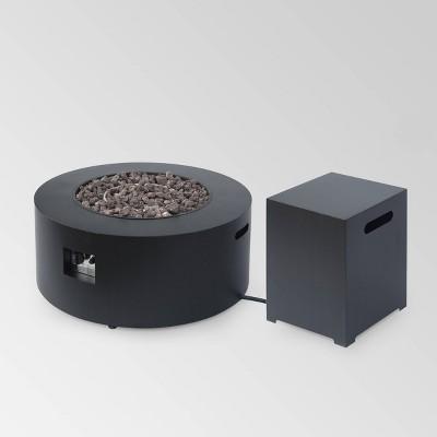 Wellington Round 32" Iron Gas Fire Pit with Tank Holder - Christopher Knight Home