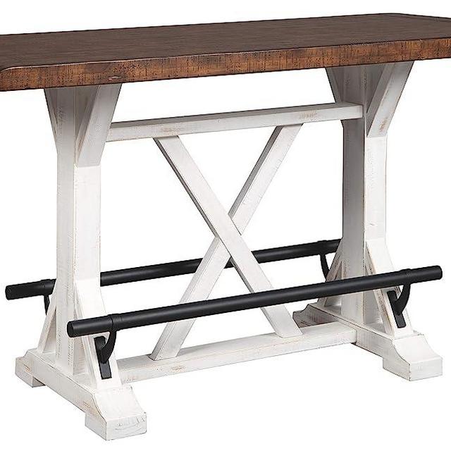 Signature Design by Ashley Valebeck Rustic Farmhouse 36" Counter Height Dining Table, Brown & White