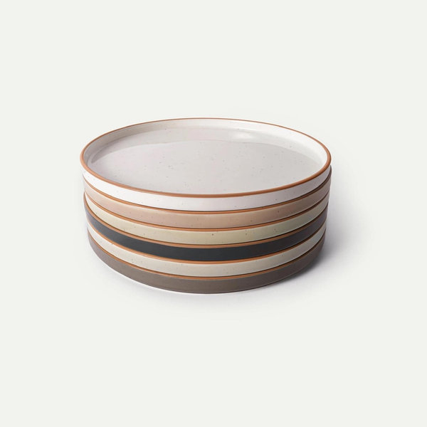 Rimmed & Flat Dinner Plates - Set of 6, Color: Assorted Neutrals