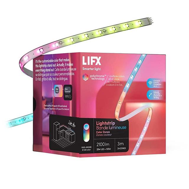 LIFX Lightstrip Color Zones, Wi-Fi Smart LED Light Strip, Full Color with Polychrome Technology™, No Bridge Required, Compatible with Alexa, Hey Google, HomeKit and Siri, 120" Kit
