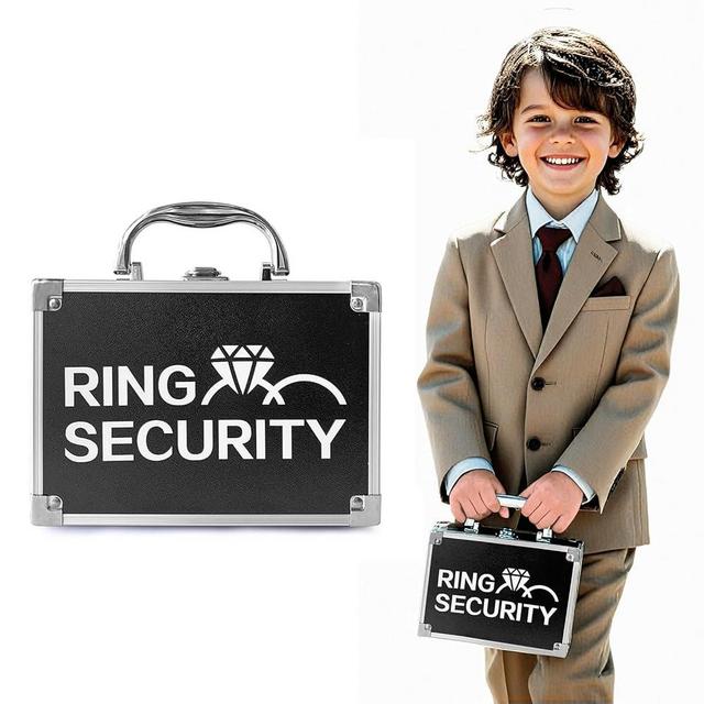 COSLANLEE Ring Bearer Security Briefcase with Holder Pad, Wedding Security Case Buckle Portable Ring Box for Proposal Ceremony, Special Agent Guard Protector for Boys to Carry