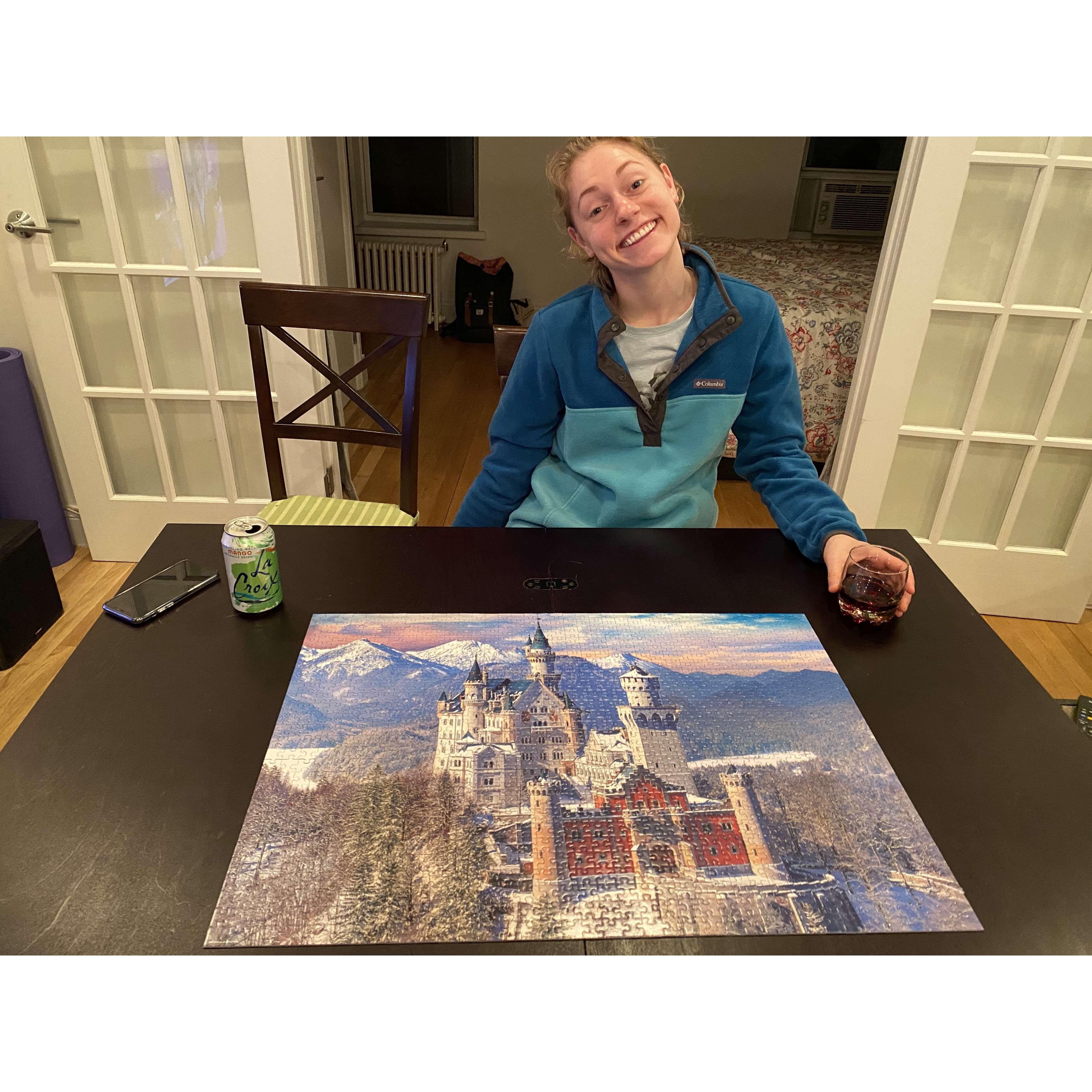 Settling into the early quarantine era with some puzzles and wine.