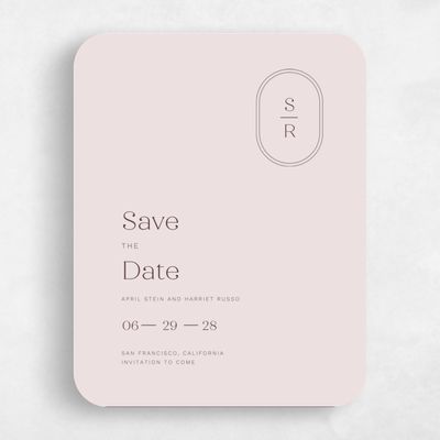 Pink Rounded Wedding Save the Date - Bridgetown Corner