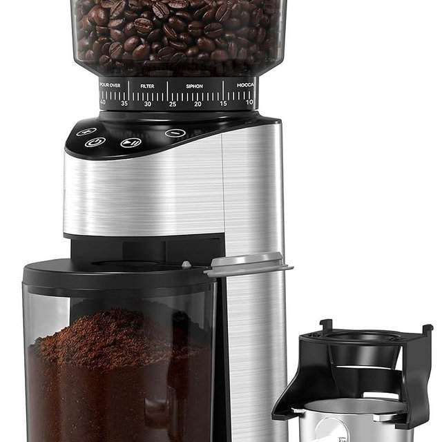 Oaomi Conical Burr Coffee Grinder, Stainless Steel Coffee Bean Grinder with 50 Grind Settings for Home Use,Touchscreen, Anti-static,1-12 Cups for Espress,French Press & Drip Coffee(Black)