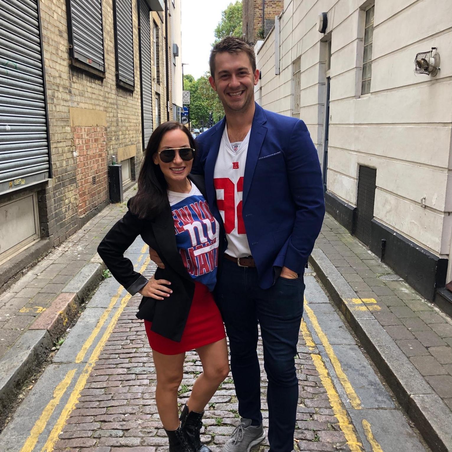 Dressing for the Shiva League Fantasy Football Draft in LONDON - "Blue brings out your eyes Steph!"