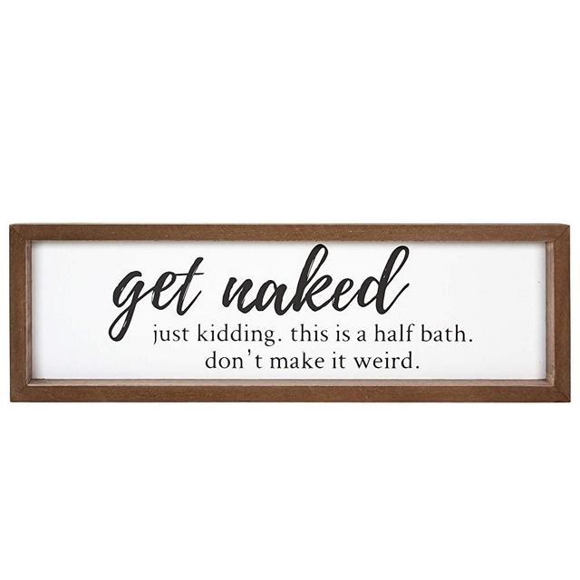 VILIGHT Bathroom Sign Wall Decor - Funny Rustic Farmhouse Decoration Housewarming Gifts - 16x5 Inches