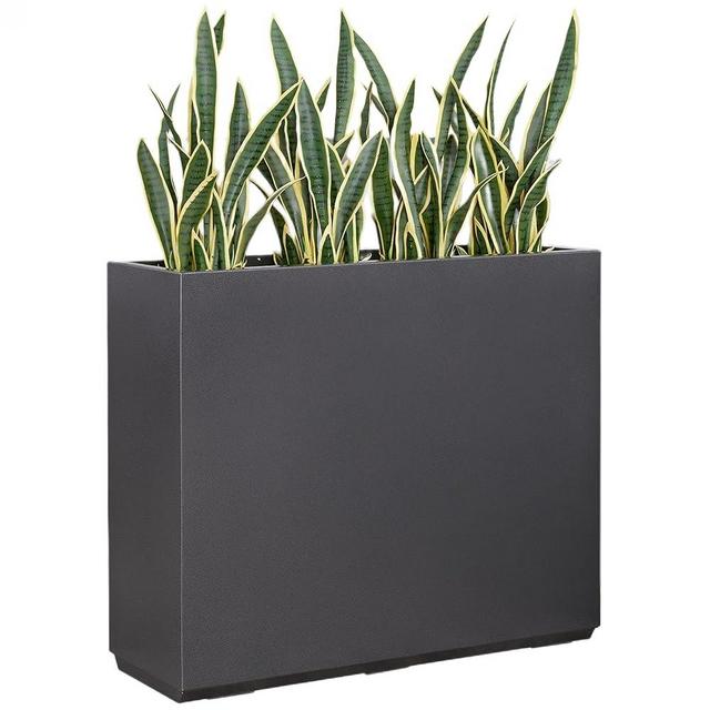 Wallowa Metallic Heavy Planter for Outdoor Plants, 38Lx10Wx30H Inches Tall and Long Metal Divider Planter Box for Outside & Indoor, 66 Pounds (Gray)