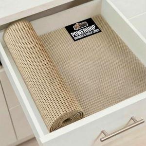 GORILLA GRIP powerGRIP Drawer Shelf and Cabinet Liner, Thick Strong Hold, Non-Adhesive Liners Protect Kitchen Cabinets and Cupboard, Bathroom Drawers, Easy Install Mat, 12" x20', Beige