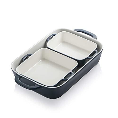 SWEEJAR Ceramic Bakeware Set, Rectangular Baking Dish for Cooking, Kitchen, Cake Dinner, Banquet and Daily Use, 12.8 x 8.9 Inches porcelain Baking Pans (Navy)