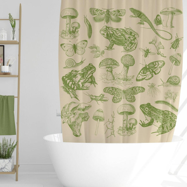 Goblincore Shower Curtain Cottagecore Bathroom Frog Decor Mushroom Gift Mori Kei Home Things Cute Plant Decor Unique Trendy Home Decor