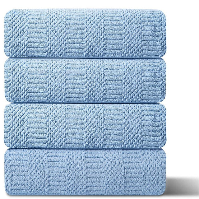 4 Piece Extra Large Bath Towels Set 35x70 Inches, Blue Oversized Soft Bath Sheet Towels 600 GSM Highly Absorbent Quick Dry Towels Set for Bathroom Hotel Spa