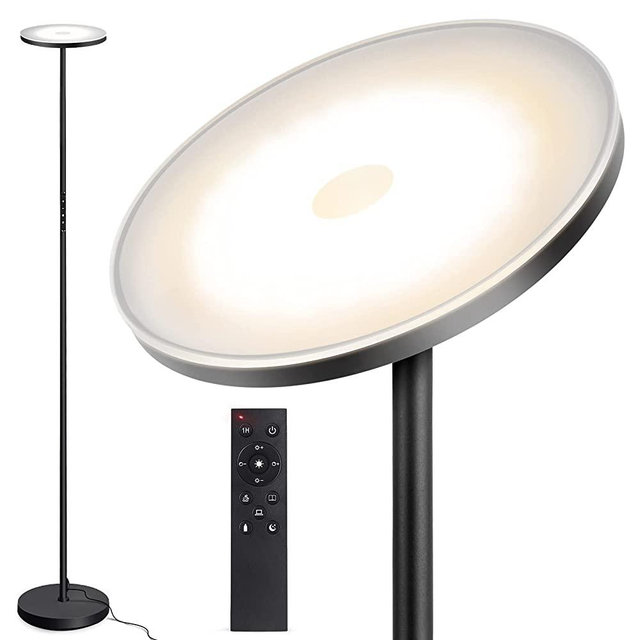 Outon Floor Lamp, 30W 2400LM LED Modern Torchiere Sky Lamp, Bright Standing Lamp with 4 Color Temperatures, Stepless Dimmer, Remote Touch Control, 1 Hour Timer for Living Room Bedroom Office, Black