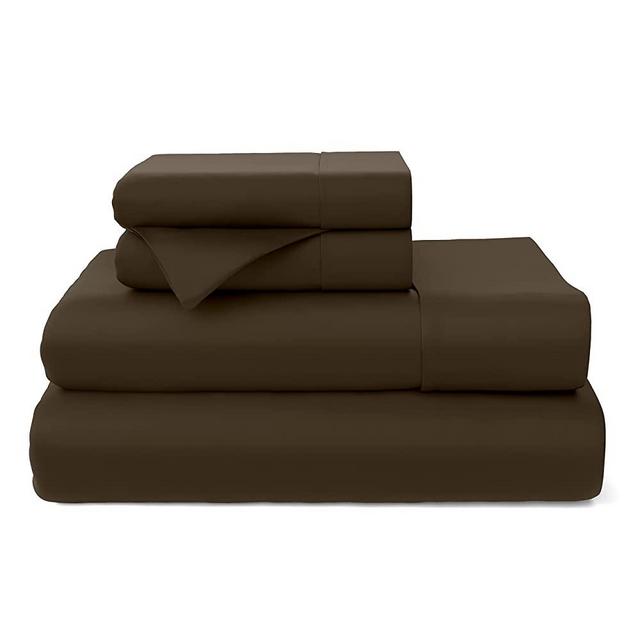 Cosy House Collection Premium Bamboo Sheets - Deep Pocket Bed Sheet Set - Ultra Soft & Cool Breathable Bedding - Blend from Natural Bamboo Viscose Fiber - 4 Piece - Cal King, Chocolate