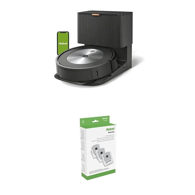 iRobot Roomba j7+ Self-Emptying Robot Vacuum– Avoids Obstacles, Empties Itself for 60 Days, Smart Mapping, Works w/ Alexa + Authentic Replacement Parts-Clean Base Dirt Disposal Bag, 3-Pack, White