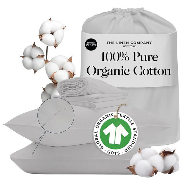 100% GOTS Certified Organic Cotton Sheets Queen Size - Luxurious 415 Thread Count, Oeko-Tex Certified, Silky Sateen Weave with Hemstitch, 16" Deep Pockets, 360 Double-Elastic & 4 Corner Straps