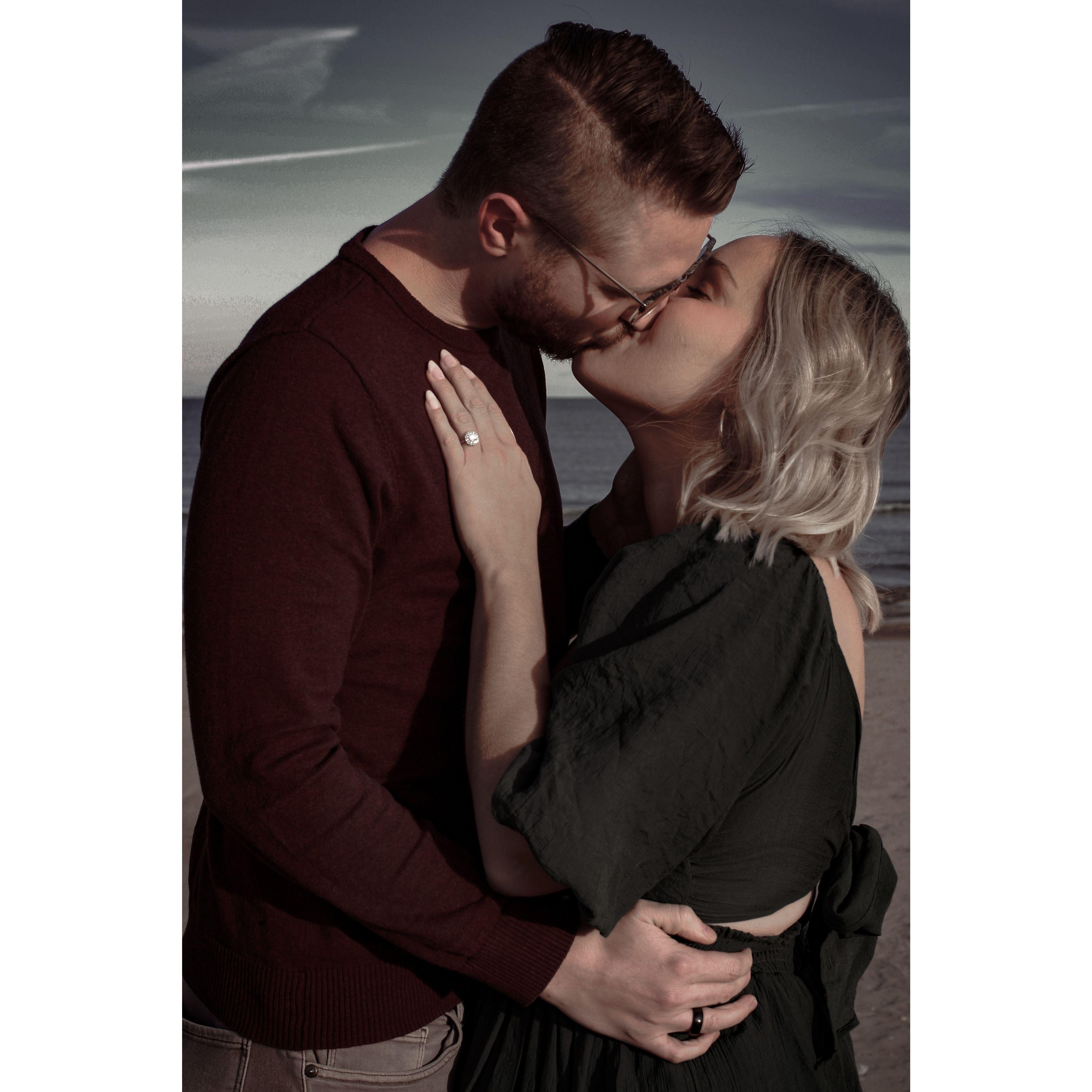 Engagement photo taken in Racine, WI by Taylor Olsen & edited by Ash. November 2022