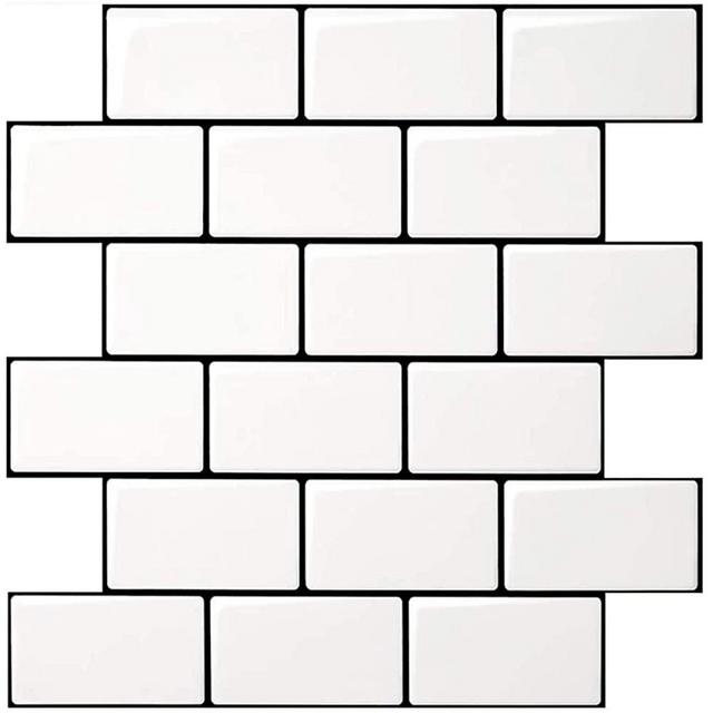 Art3d Subway Tiles Peel and Stick Backsplash, Stick on Tiles Kitchen Backsplash (10 Tiles, Thicker Version)