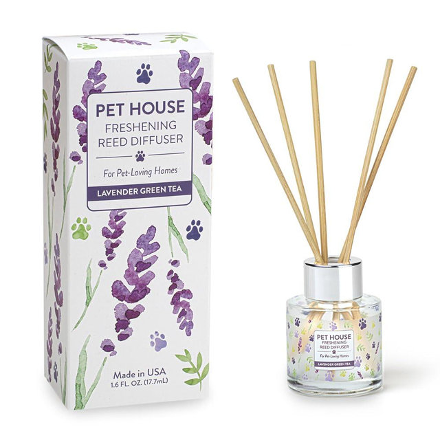 One Fur All, Pet House Reed Diffuser - Long Lasting Pet Odor Oil Diffuser - Non-Toxic Eco-Friendly Reed Diffuser Set & Diffuser Sticks - Air Freshening Scented Diffuser for Home (Lavender Green Tea)