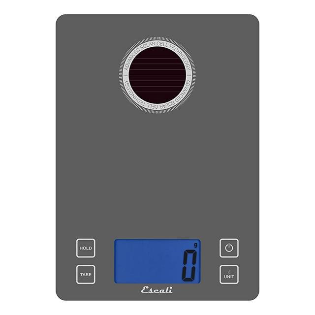 Escali Stela Solar Powered/USB Kitchen Scale, 15 Pound Capacity, Grey