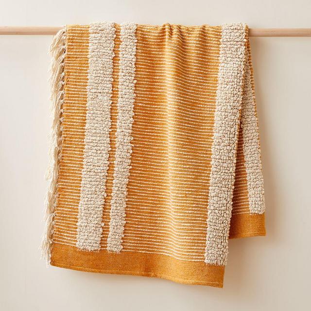 Tufted Lines Throw, 50"x60", Orange Sunflower