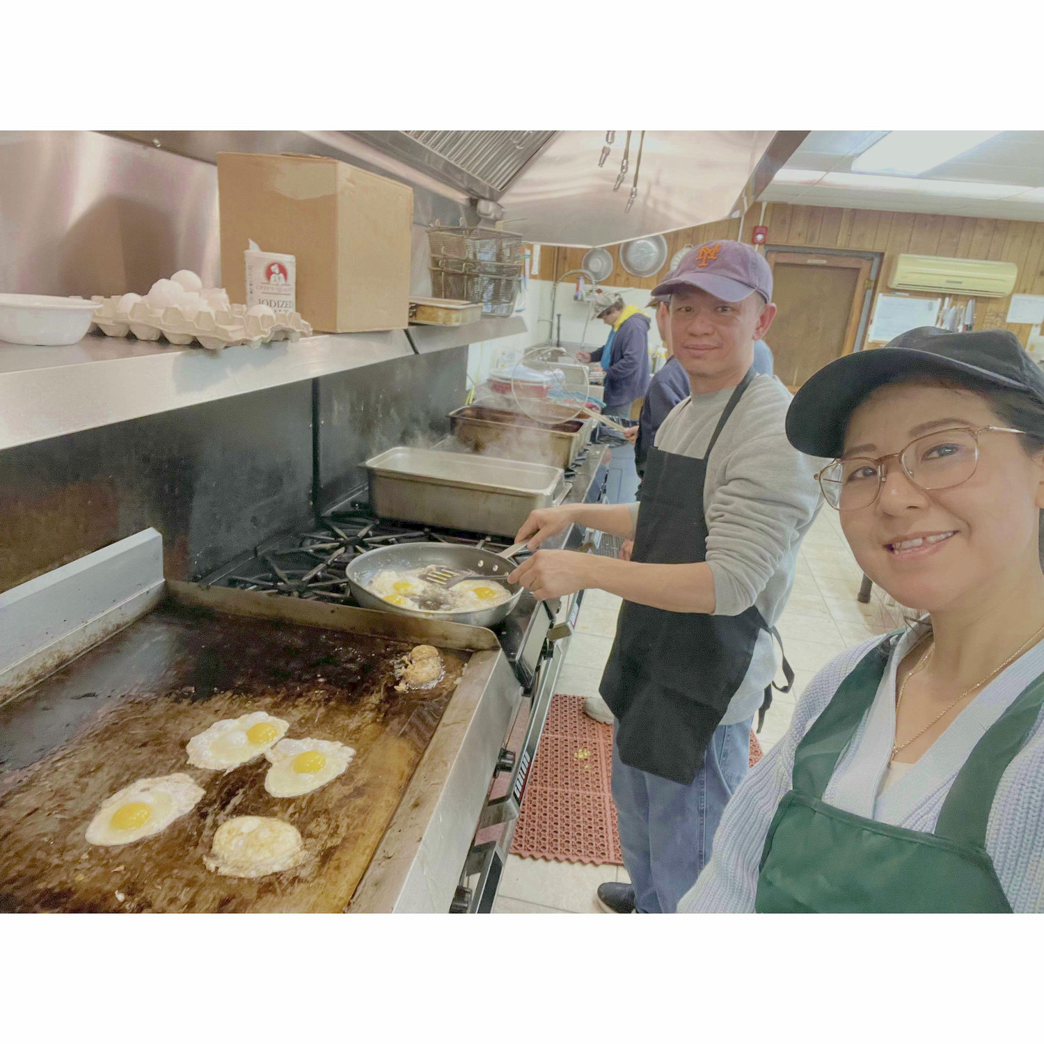 Partners in cooking and serving