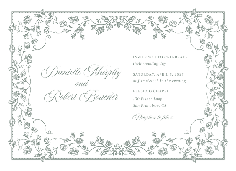 Elysia Landscape | Deep Sage | Zola Wedding Invitations