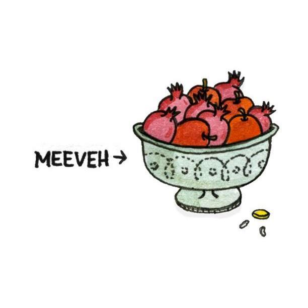 Fruits, usually pomegranates and apples which represent a joyous future.