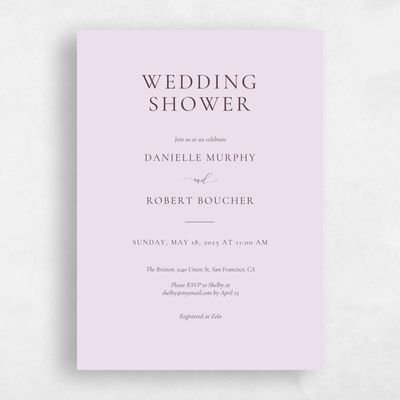 Light Lavender, Purple Wedding Wedding Shower Invitation - Barnell Portrait